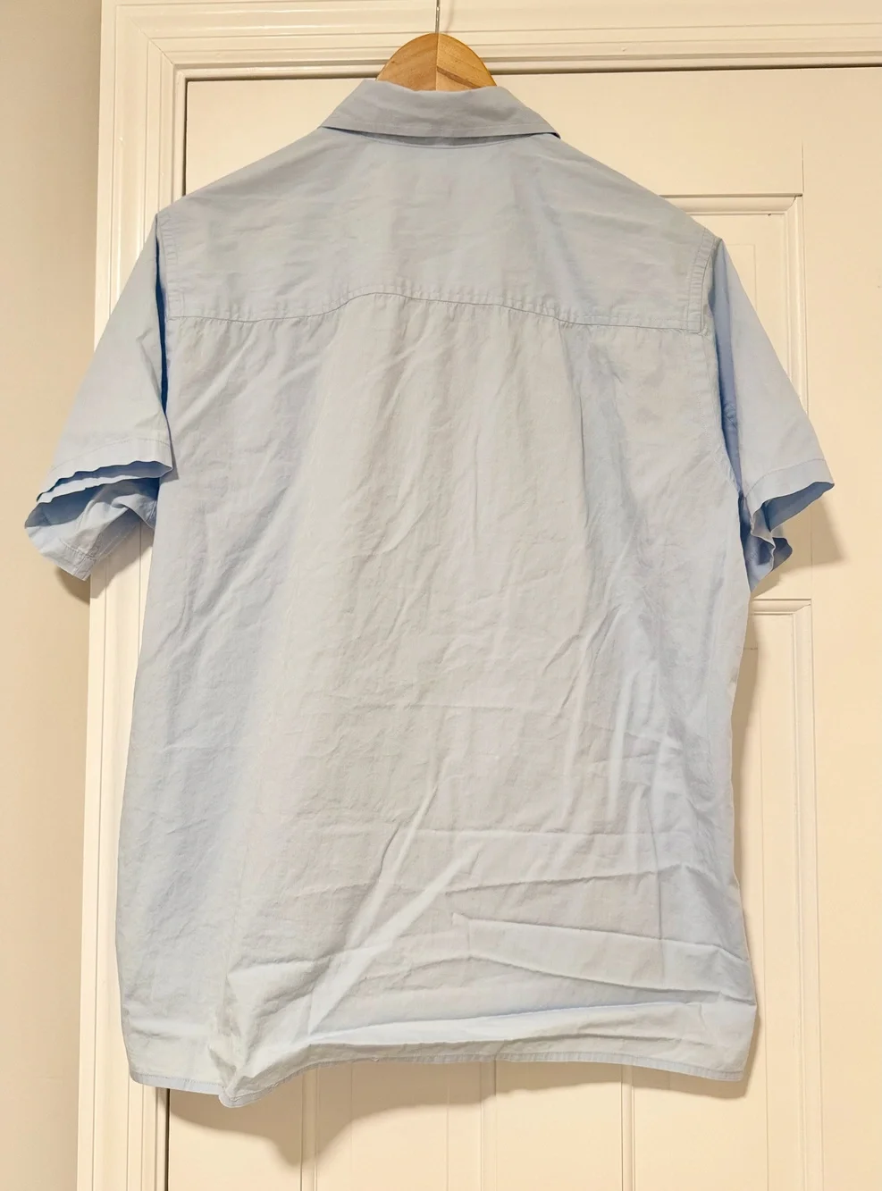 Banana Republic Stretch Classic Shirt Mens Medium Light Blue Short Sleeve Cotton